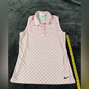 Nike Pink & White Gingham Sleeveless Polo Tank Top new w/o tags
